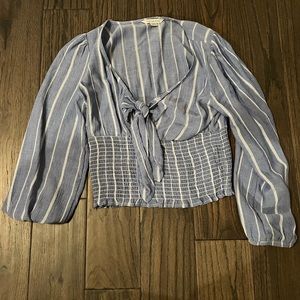 American Eagle Bable Blue Low Cut Blouse